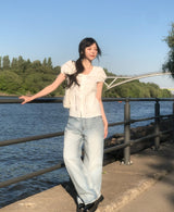 May Ribbon Pintuck Puff Blouse