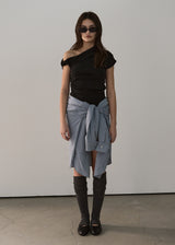 ONE SHOULDER CROP TOP_BLACK