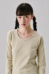 ストライプウールTシャツ [Ivory]