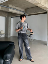LMN D.O. ストライプオーバーサイズフィット半袖Tシャツ (3 colors)