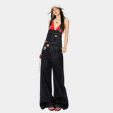 ヴィンテージダークブルーワイドレッグデニムオーバーオール