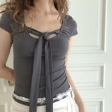 Via latea tie T-shirts (gray)