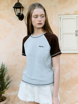 ラグランステッチTシャツ BL+BR