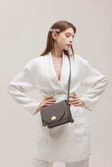 ISLE MINI shoulder leather bag / Mud Grey