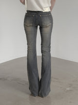 Sand Tin Washed Raw Bootcut Denim