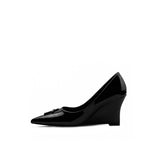 Colorful Bridge丨Crucifix Cross Series Black Wedge Heels Women's Shoes