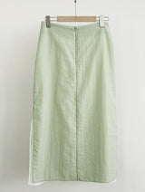 Color Matching Layered Slit Long Skirt