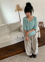 バニヤン ベーシック ヘンリーネック ロールアップ ロングスリーブ ティー