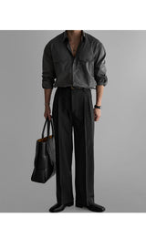 スティッチロールアップシャツ [Charcoal]