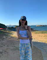 Lettering Flower Camisole Sleeveless T-shirt