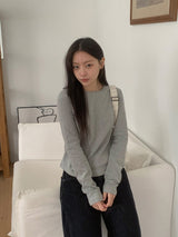 Higet Peach Fuzz Color Basic Long Sleeve Tee