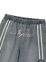 BASKETBALL DENIM HALF PANTS (GREY)