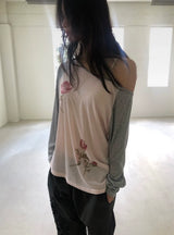 Flower print raglan T(2c)