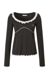 Jam shirring top - charcoal