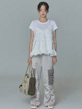 Satin Cargo Pants (Beige)