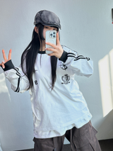 ヒップツーラインナンバーリングロゴスリーブTシャツ💙🤍🖤3カラー