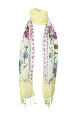 Oriental flower scarf (White/Yellow)