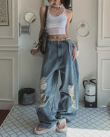 muse wide damage denim pants