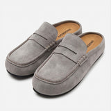Suede Loafer Slides Gray
