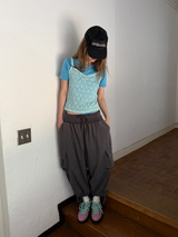 フォールドシャーリングカーゴカプリパンツ