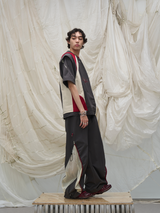 RELABEL Time Element (Overlay & Spread) Eight Cord Splicing Semi-Sheer Colour-Crossing Double Layer Leg Opening Nylon Punch Pants