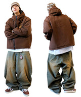 Oversized Two-Way Washed Puffer Jacket (6oz)