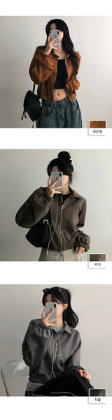 LANE Two-Way Suede Collar Jacket