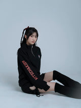 【HOSHITANI MIKURU 2-Piece Set】Half zip sweat tops - red & ivory