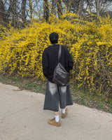 Sheer Raw-Edge Waffle Long Sleeve