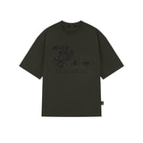 OVERSIZED HIP HOP DANCE STUDIO HOLY GIRL CLUB GRAPHICS SHORT SLEEVE T-SHIRT_KHAKI
