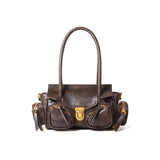 Mini “Milano” Oiled Leather Biker Bag