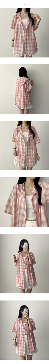 Roaming Check Hooded Short Sleeve Shirt Southern