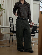 Vintage crop leather jacket
