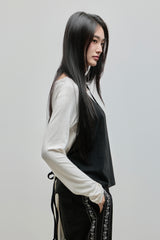 Halter-Tie Suede Apron_Camel