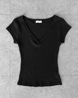 SOFT RIB V-NECK TEE