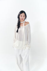 Knit Tie Long Sleeve Set Ivory