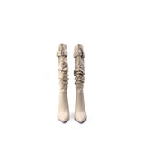 Colorful Bridge丨Handmade Pleated Cowhide Belt Buckle High Boots Designer Women's Long Boots