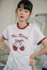 26SS★ Cherry Cats CROP Ringer Tee