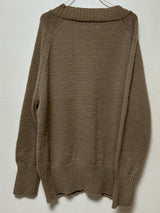 4-BUTTON V-NECK BOXY OVERSIZED LOOSE KNIT BROWN KITSCH AUTUMN THICK CARDIGAN (SCARF SET X)