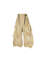 RELABEL Spatial Relationship (R) Multi-coloured Checkered Stripes Detachable Diaper Cover Curved Knife Oversized Washed Distressed Denim Trousers