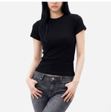 Stretch Cotton Slim Short Sleeve T-shirt Black
