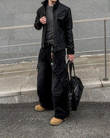 Kale Panel High-Neck Leather Jacket