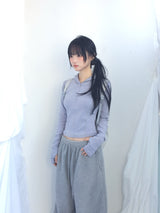 Fingerhole line hooded half zipup