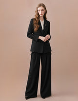 Verena Brooch Double Tailored Stripe Jacket Black
