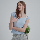 Puff U-neck T-shirt (Blue)