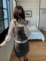 Tailor Mono Button Bustier Back Slit Top