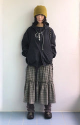 Meirin Shirring Checkered Skirt