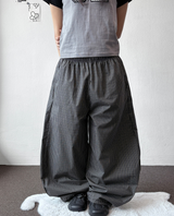 Fluffy Check Elastic Waist Balloon Pants 2Color
