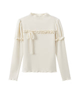 ベイフリルニットTシャツ