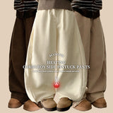 Sand corduroy side pin-tuck wide pants